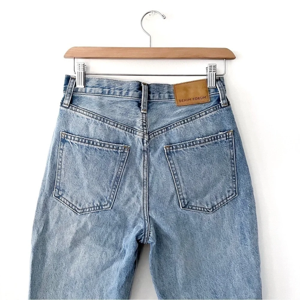 Denim Forum | Joni High Rise Loose Jeans Size 23 Distressed Light Wash Aritzia - Picture 7 of 12